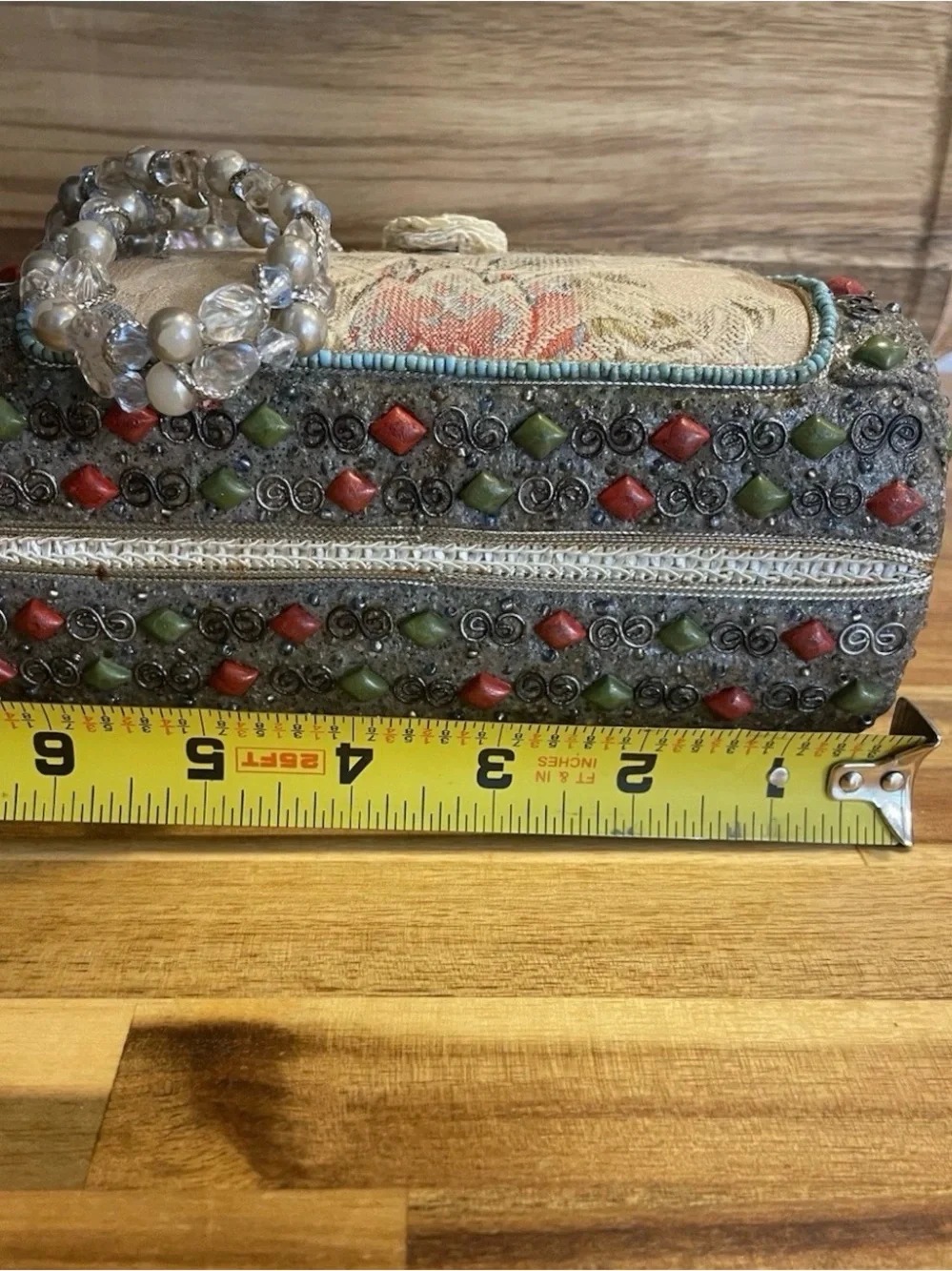 Mary Frances Floral Beaded Hobo Bag - Cream, Red, Green, Blue